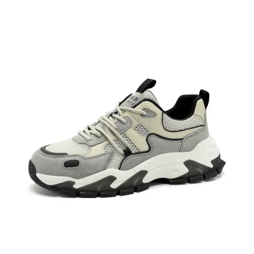 JEEP SPIRIT Black Myth Chunky Sneakers Men Low Top Light Sandy/Climbing Gray