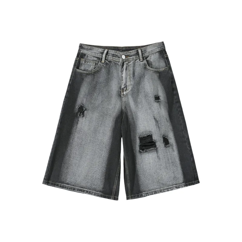 GDRX Denim Shorts Unisex Black Gray Color-0