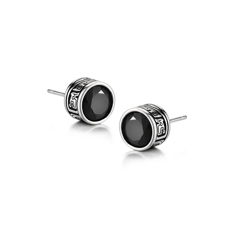 IDEAGEMER 925 Sterling Silver Stud Earrings Men's-5
