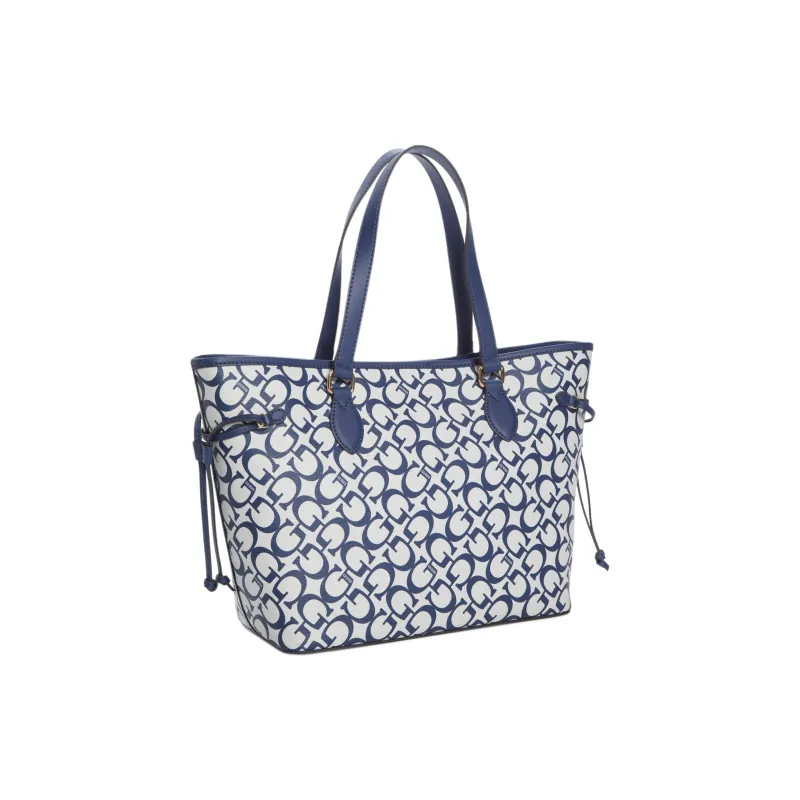 GUESS Artificial Leather Tote Bag, Shopping Bag, Handbag Women's Blue & White-1