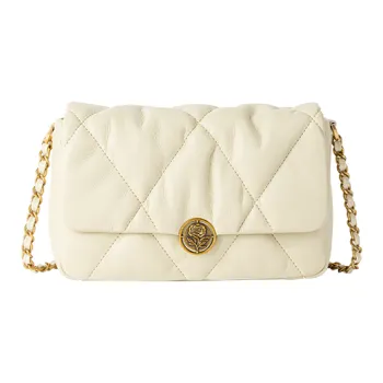 VANESSA HOGAN Vh Classic Series Cow Leather Chain Bag, Shoulder Bag, Crossbody Bag Regular Women's Beige Apricot/Black