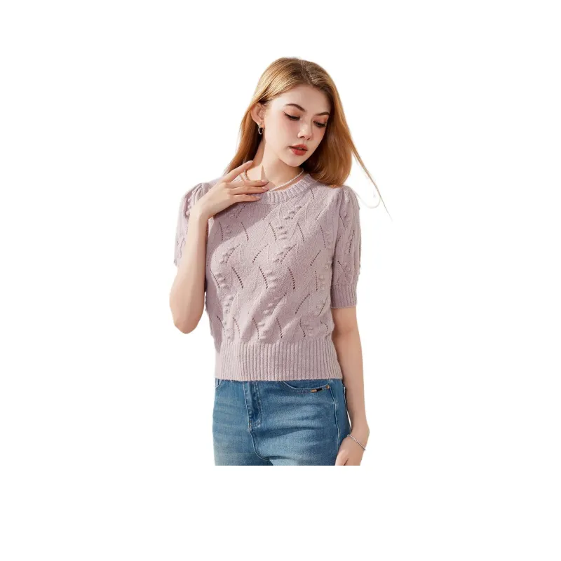 FAWENXIANGZI Knitwear Women's Gray Pink-0