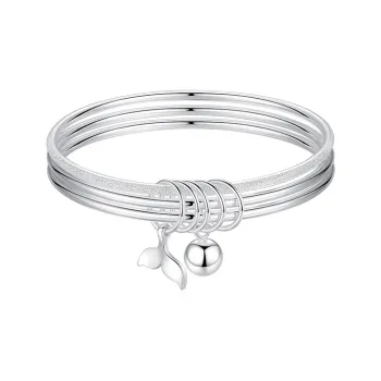Heart Grass 999 Fine Silver Bangles Women's