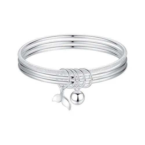 Heart Grass 999 Fine Silver Bangles Women's