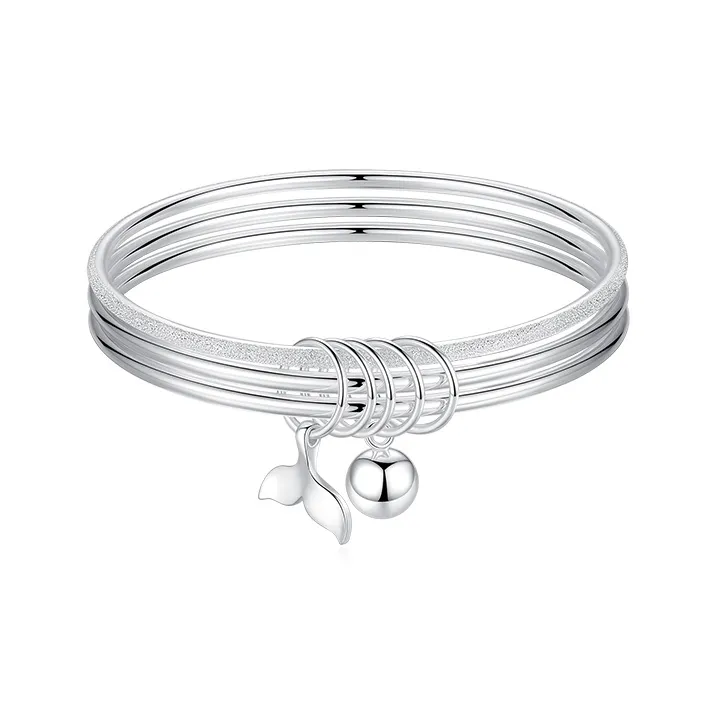 Heart Grass 999 Fine Silver Bangles Women's-0