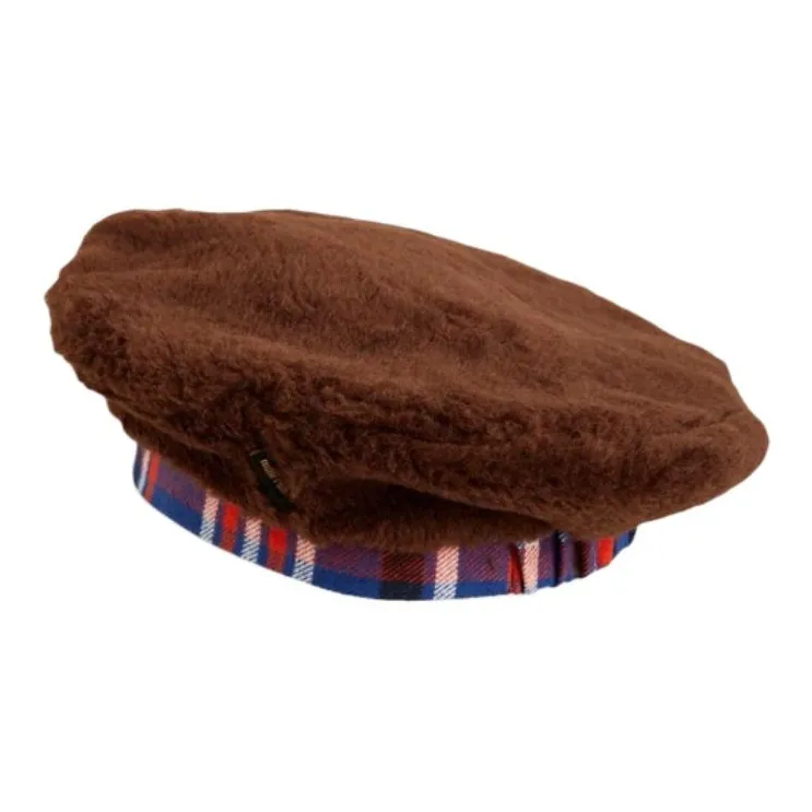 Mini Rodini Recycled Polyester, Faux Fur, Flannel, Organic Cotton Berets Kids' Brown-1
