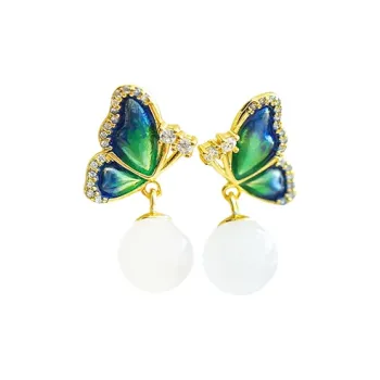 Jade Ink Love Hetian Jade Earrings White Jade Women's