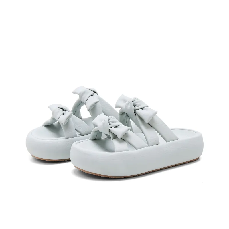 C°BANNER Rubber Sole Leather Patchwork Slide Slippers Women's-12