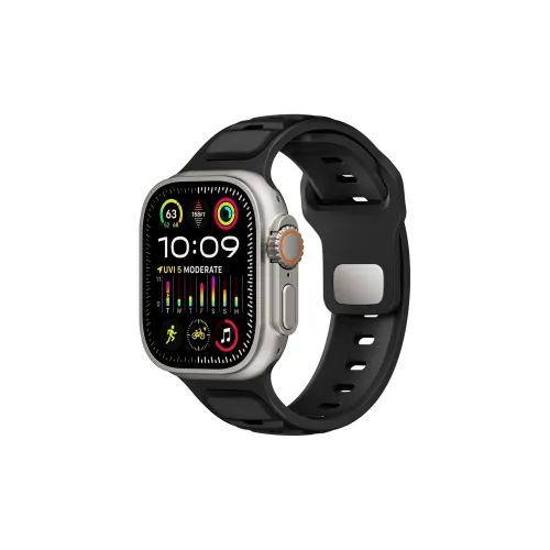KVZUVUU Watch Band Apple Compatibility Metal, Genuine Leather Material