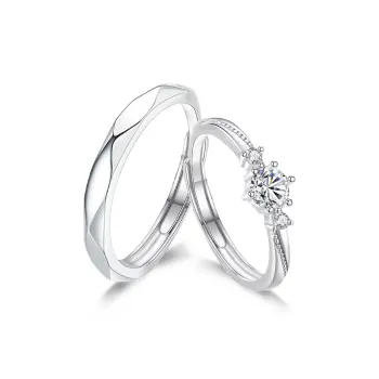 NUSQ Sterling Silver With Zircon Rings Unisex
