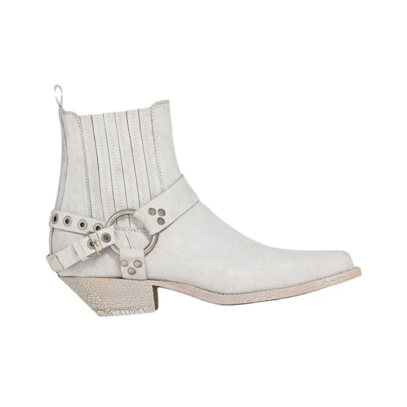SONORA BOOTS HIDALGO BELT Short Chelsea Boots 3.5cm Women's White-2