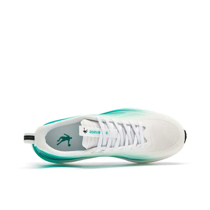 QIAODAN Cushioning, Slip Resistant, And Abrasion Resistant Low Top Long Distance Running Shoes Men's White Green-3
