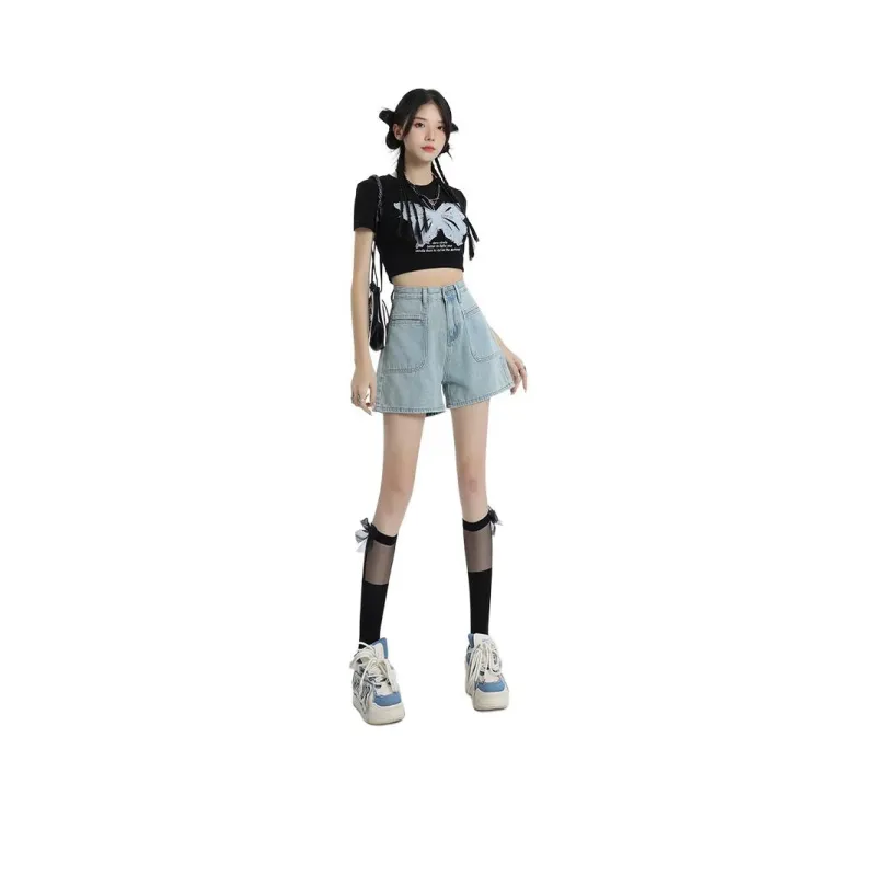 Rose Denim Shorts Women's-5