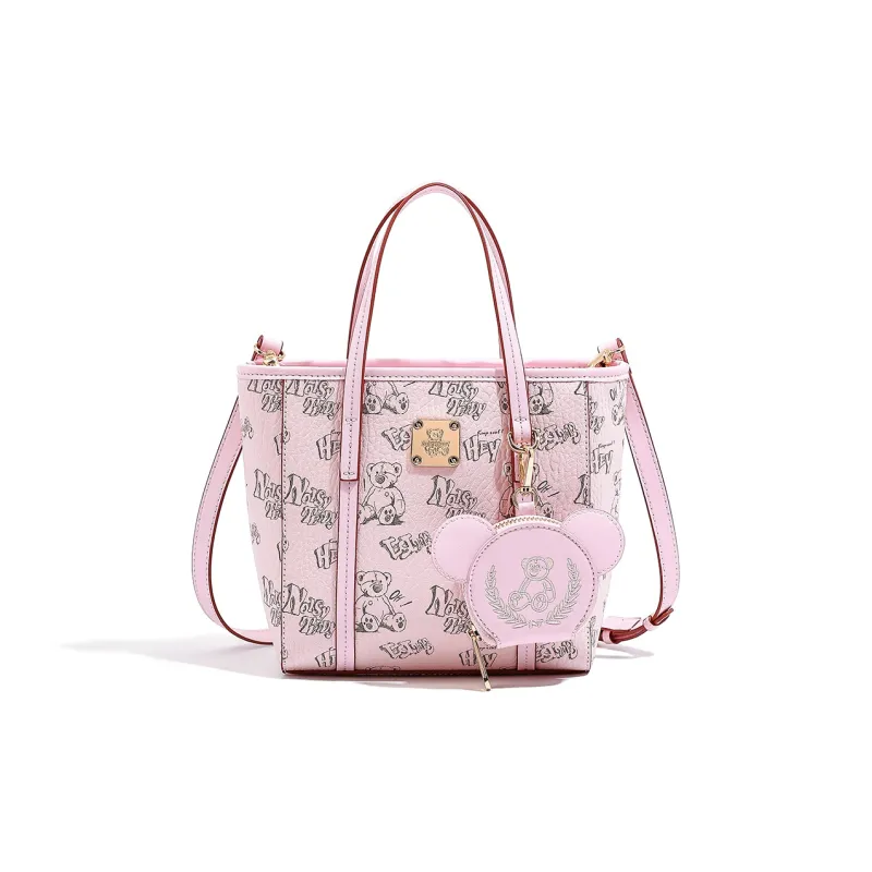 NOISY TEDDY PVC Tote Bag, Crossbody Bag, Shopping Bag, Shoulder Bag, Handbag Women's Light Pink/Pink/Apricot-0