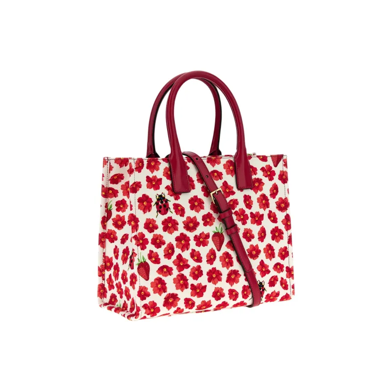 FANSIZHE Cotton Handbag Women's Red & White-1