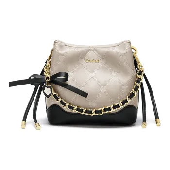 CNOLES Microfiber Leather Crossbody Bag, Handbag Regular Women's Cream Black Coffee/Rong Tiao Black