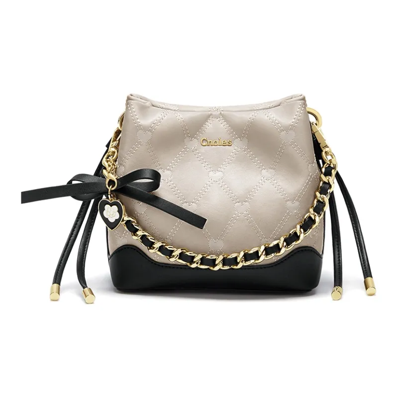 CNOLES Microfiber Leather Crossbody Bag, Handbag Regular Women's Cream Black Coffee/Rong Tiao Black-0