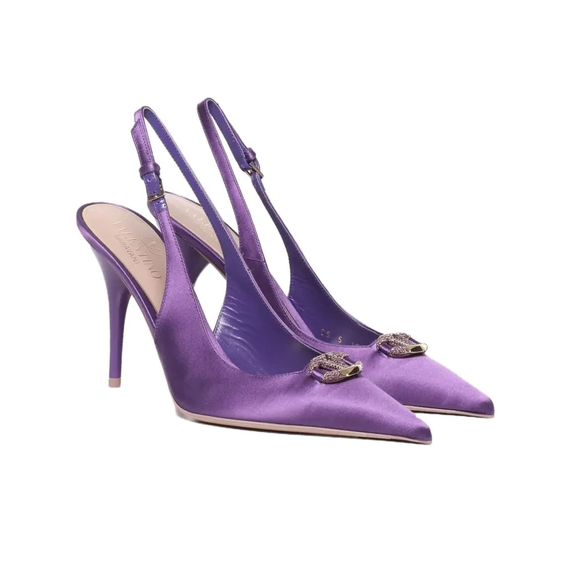 Valentino Vlogo Slim Heel High Heels Women's Purple-3