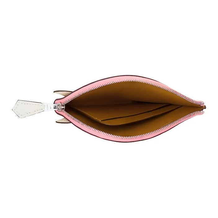 HERMES Mysore Goat Skin Wallets Coin Purses Women's Caramel/Gray White-1