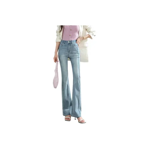 FAWENXIANGZI Jeans Women's Light Blue