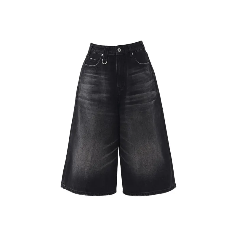 OROI Denim Shorts Women's Black Gray Cropped-0
