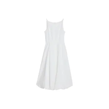 MPOX Sleeveless Dresses Women's White Long Skirt