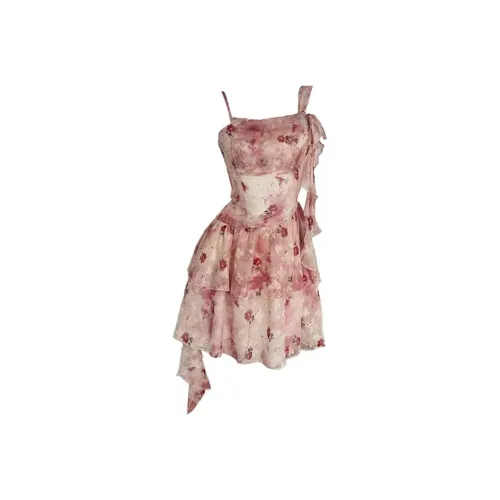 PAZZO Slip Dresses Women's Fig Red Floral