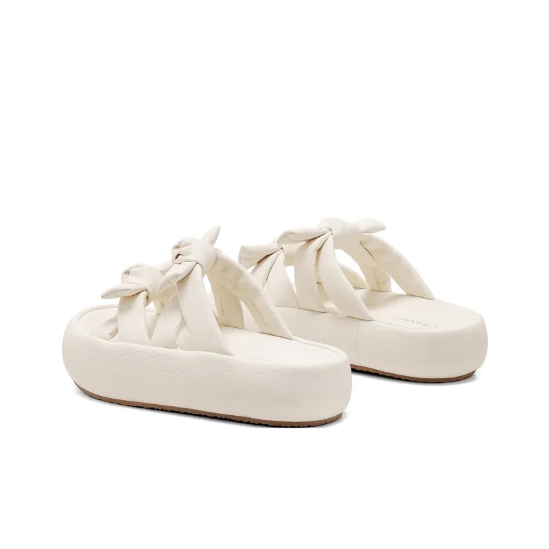 C°BANNER Rubber Sole Leather Patchwork Slide Slippers Women's-4