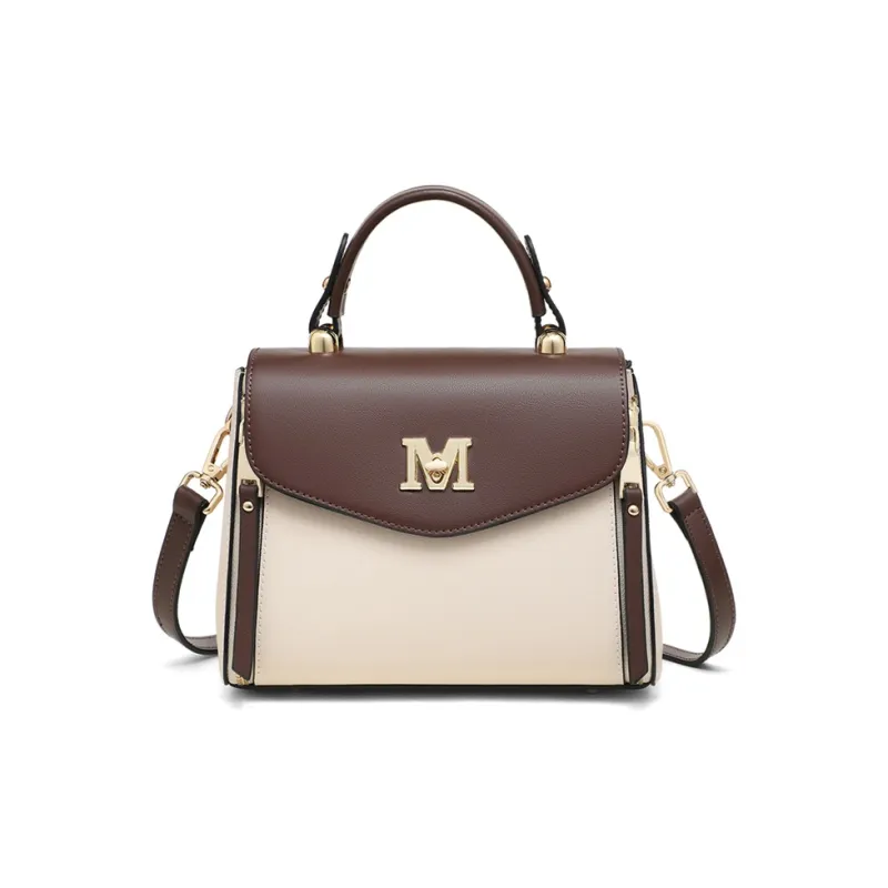 C°BANNER Split Cow Leather Shoulder Bag, Crossbody Bag, Handbag Regular Women's Ecru Coffee-5