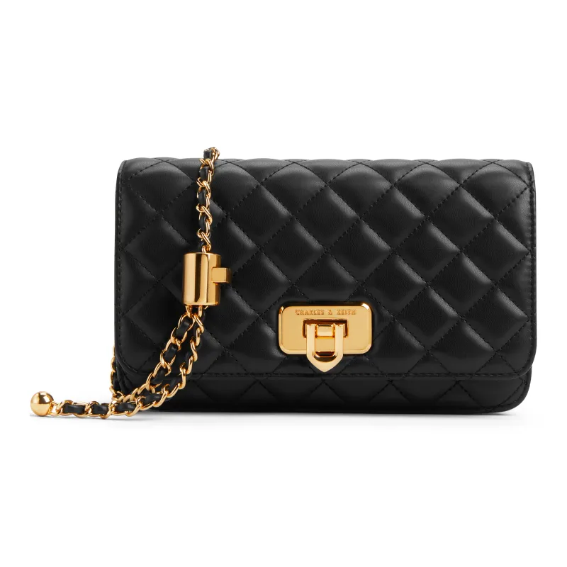 CHARLES&KEITH PU Small Square Bag Shoulder Bag Regular Women's Black/Beige/Cream Milk White/Pink-1