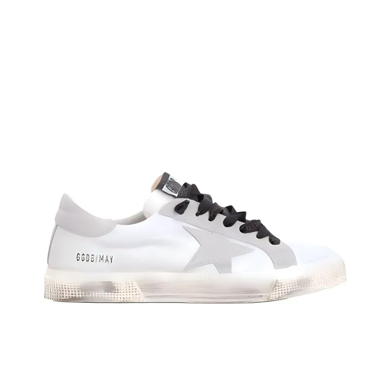 Golden Goose May Low Top Skateboard Shoes Women's Gray White-1