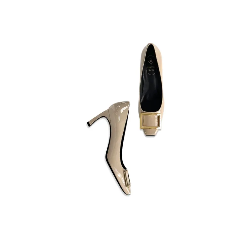 Lan Miao Slim Heel High Heels Women's Gray-3