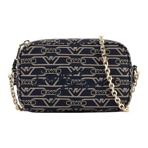 EMPORIO ARMANI Cotton Camera Bag Shoulder Bag Crossbody Bag Mini Women's Dark Blue & Umber