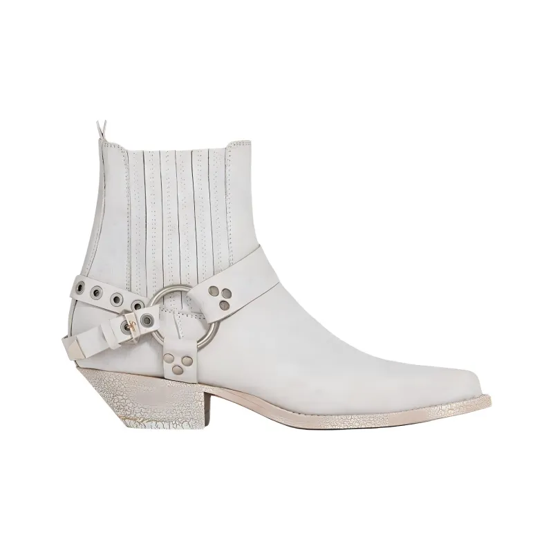 SONORA BOOTS HIDALGO BELT Short Chelsea Boots 3.5cm Women's White-1