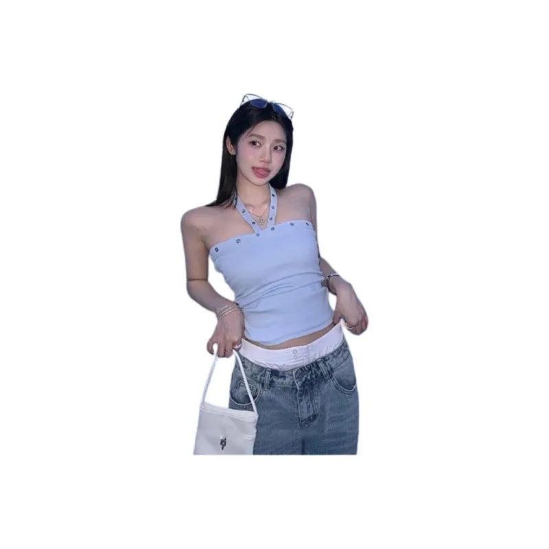 ABCMININ Tank Tops Women's Blue-0