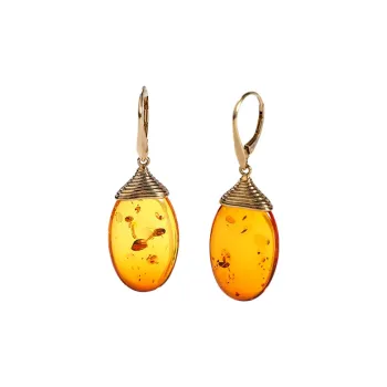 S&A Amber Fine Jade Earrings Women's