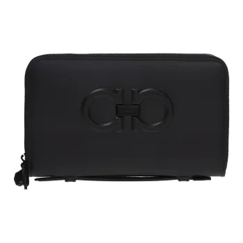 FERRAGAMO Leather Clutches Card Holder Wallet Men's Black