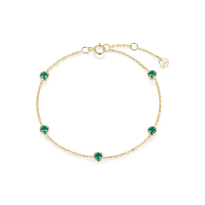 JIUXIAOJIANG Cultivated Emerald Bracelets Women's Green-0
