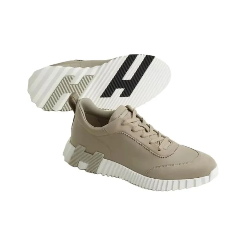 HERMES Bouncing Low Top Casual Shoes Men's Beige-3