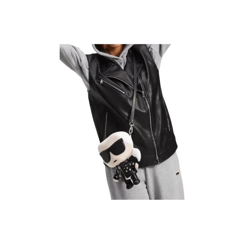 KARL LAGERFELD IKON PU Shoulder Bag, Crossbody Bag Women's White & Black-3