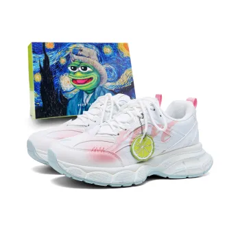 Pepe The Frog Chunky Sneakers Unisex Low Top Lazy Black/Cherry Blossom Pink