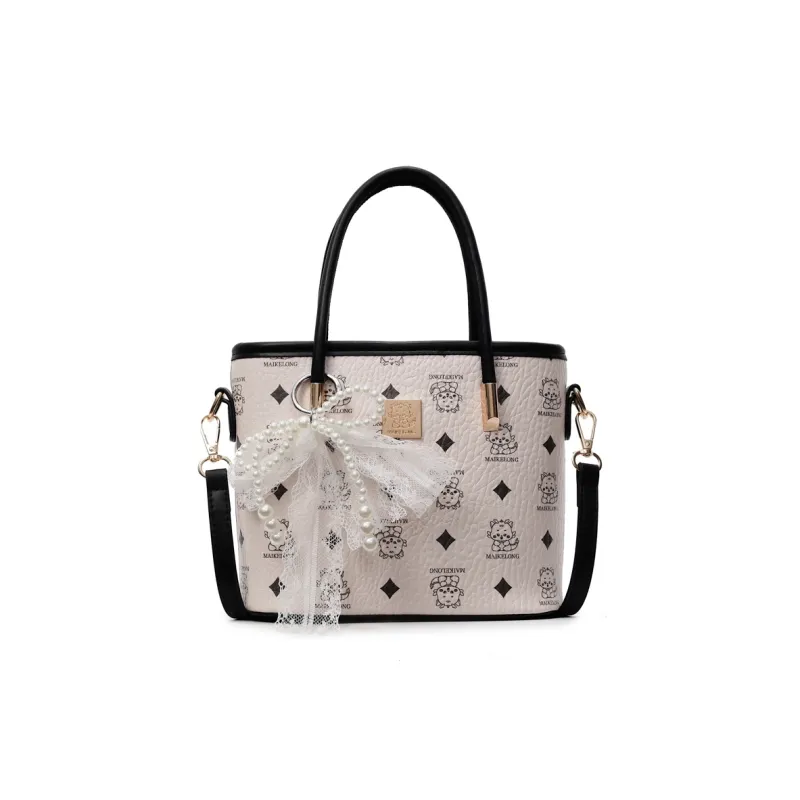 Yalu PU Shoulder Bag Regular Women's Ivory/Black-6
