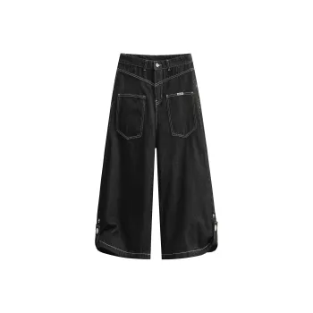 SAME FLOW Denim Shorts Unisex Original Denim Black