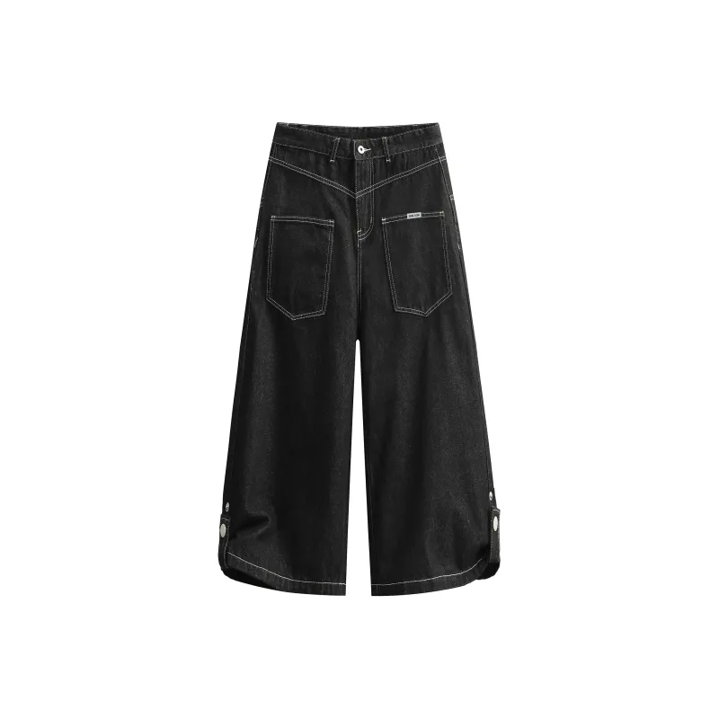 SAME FLOW Denim Shorts Unisex Original Denim Black-0