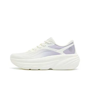 QIAODAN Running Shoes Women's Low Top Ivory White, Steam Purple