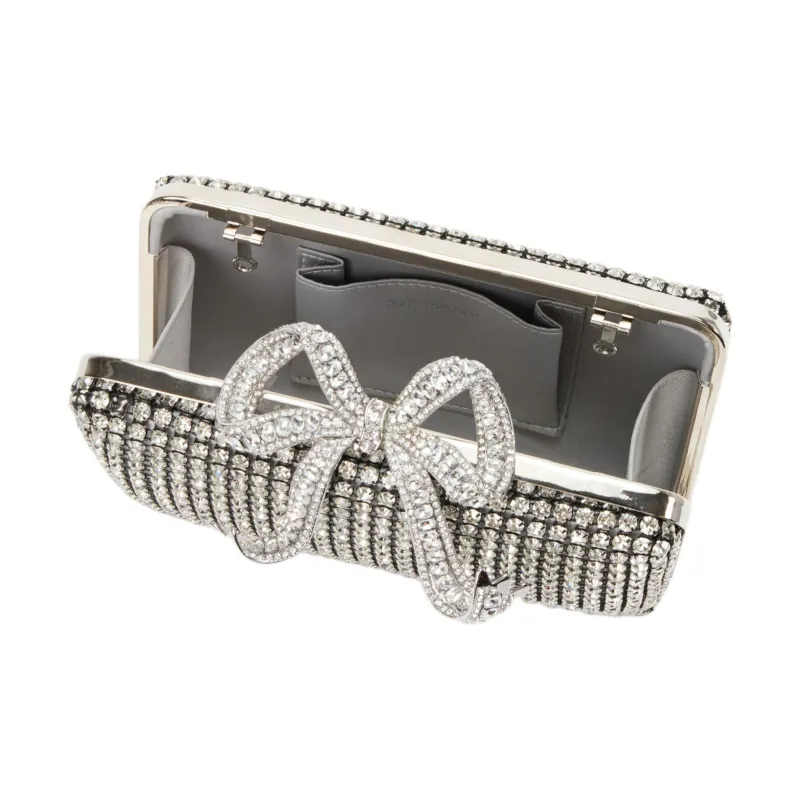 Self portrait Crystal Bo Metal Clutch Women's Silver-3