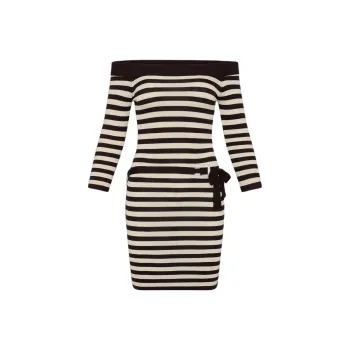 FRANKIES BIKINIS Long Sleeved Dresses Women's Denim Stripes