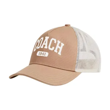 COACH Cotton, Polyester, Cow Leather Baseball Caps Unisex Camel