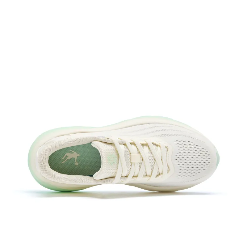 QIAODAN Abrasion Resistant Slip Resistant Low Top Q Light Speed Technology Casual Running Shoes Women's Ivory White-3