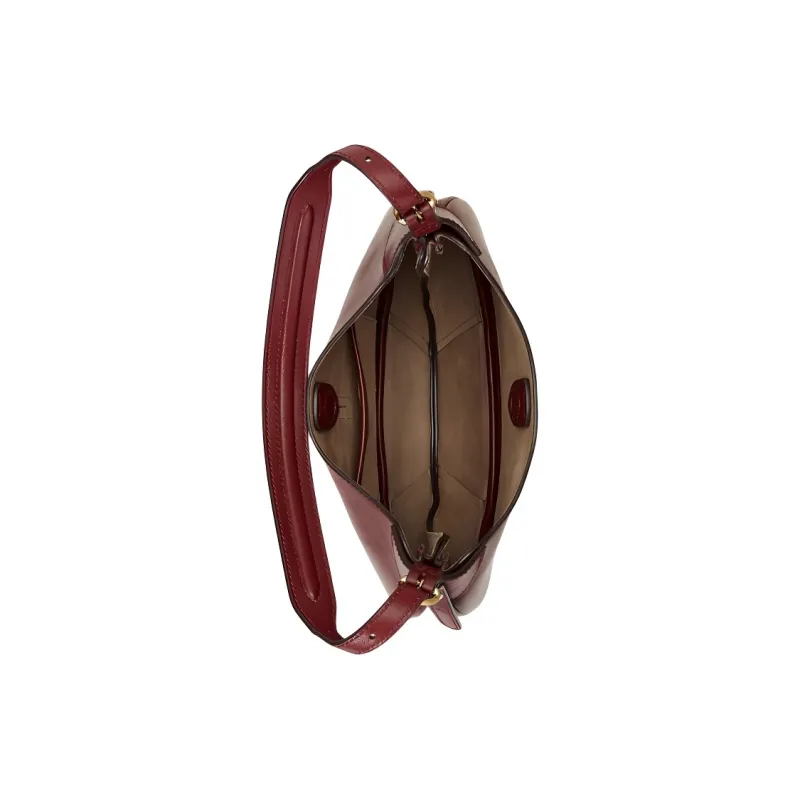 Polo Ralph Lauren Polo ID Cow Leather Shoulder Bag Small Size Women's Red-3